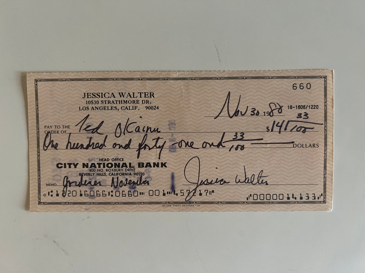 Jessica Walter signed check
