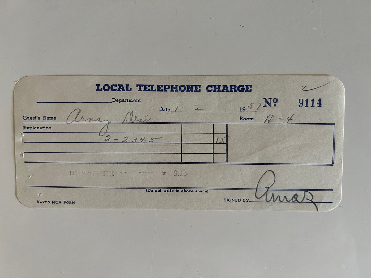 Desi Arnaz signed receipt
