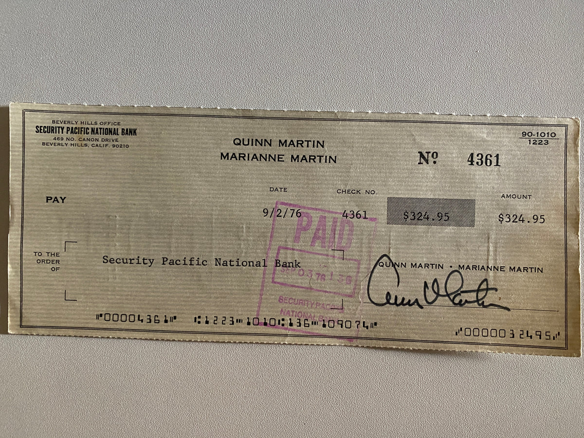 Quinn Martin signed check