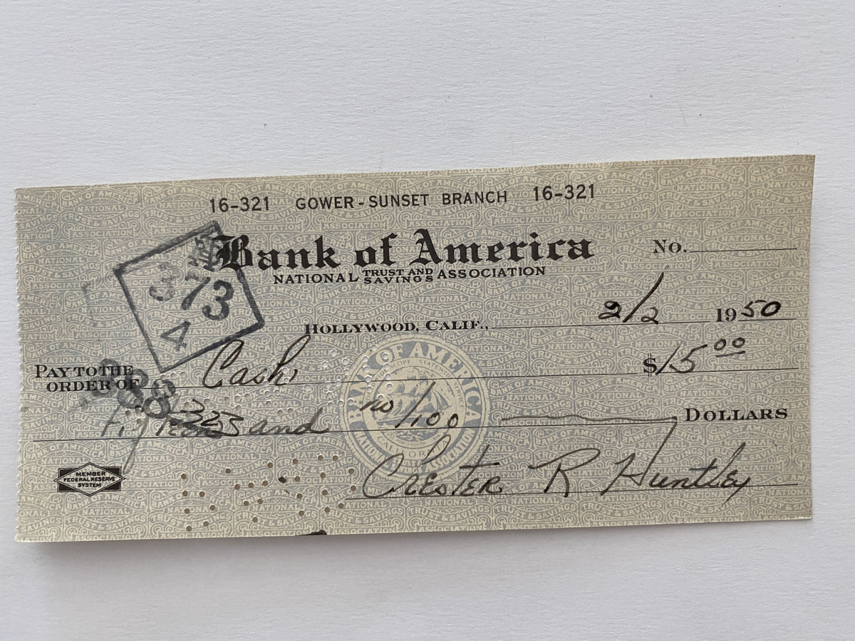 Chester Huntley signed check