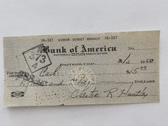 Chester Huntley signed check