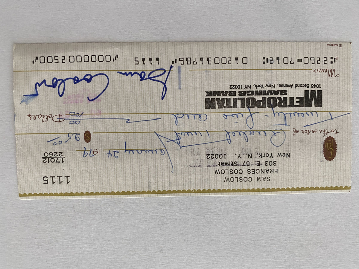 Sam Coslow signed check
