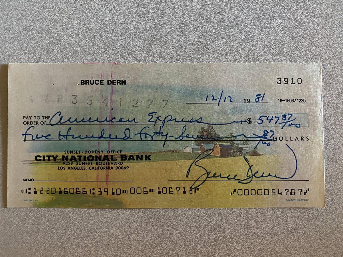 Bruce Dern signed check