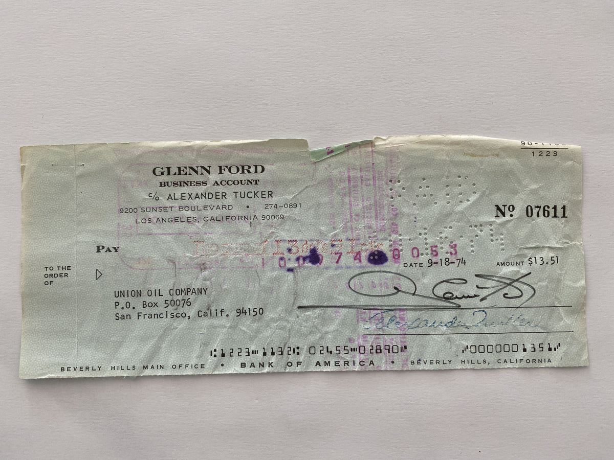 Glenn Ford signed check