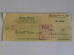 Zeppo Marx signed check