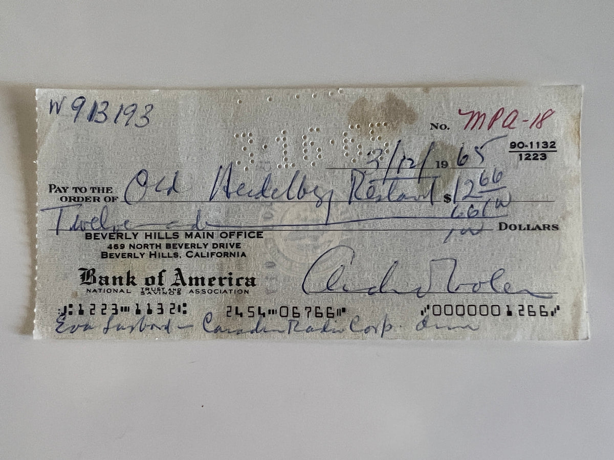 Arch Oboler signed check