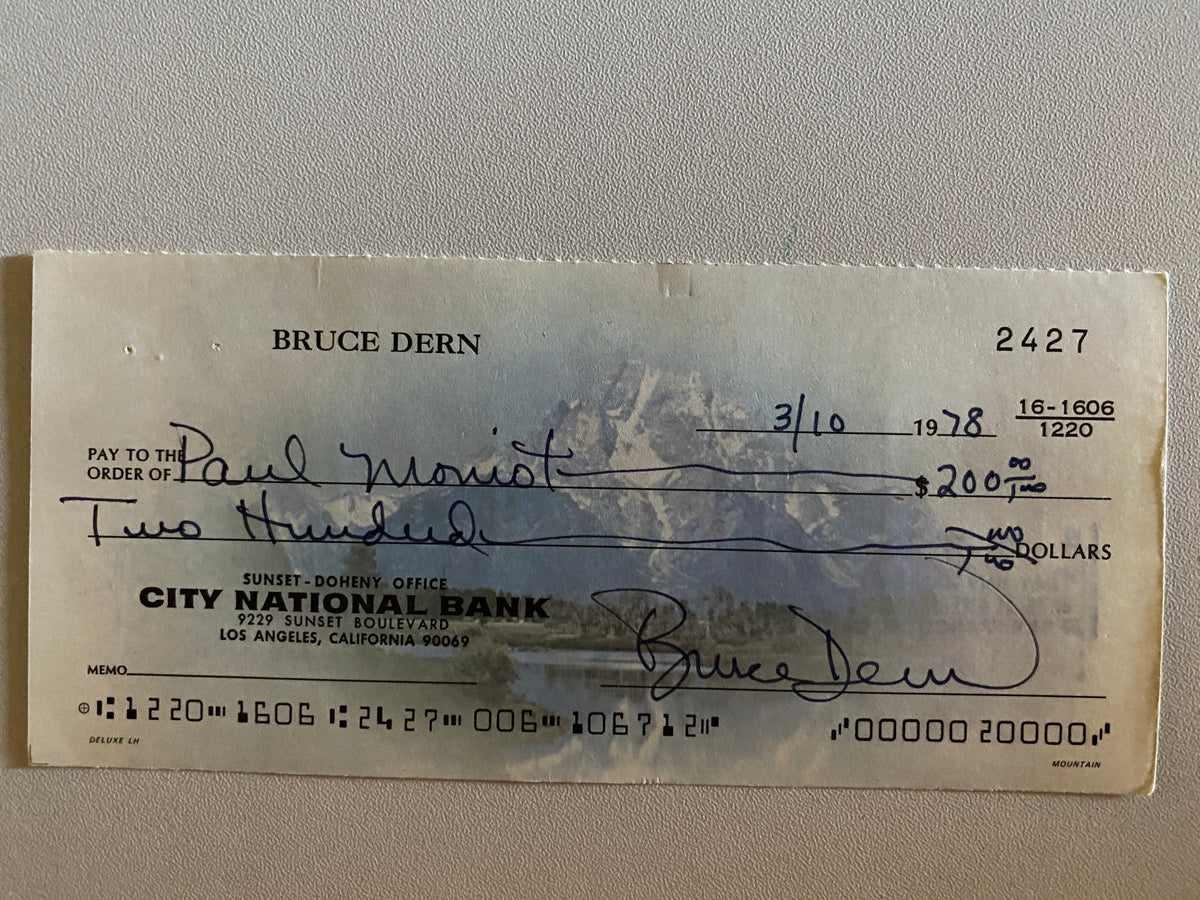 Bruce Dern signed check