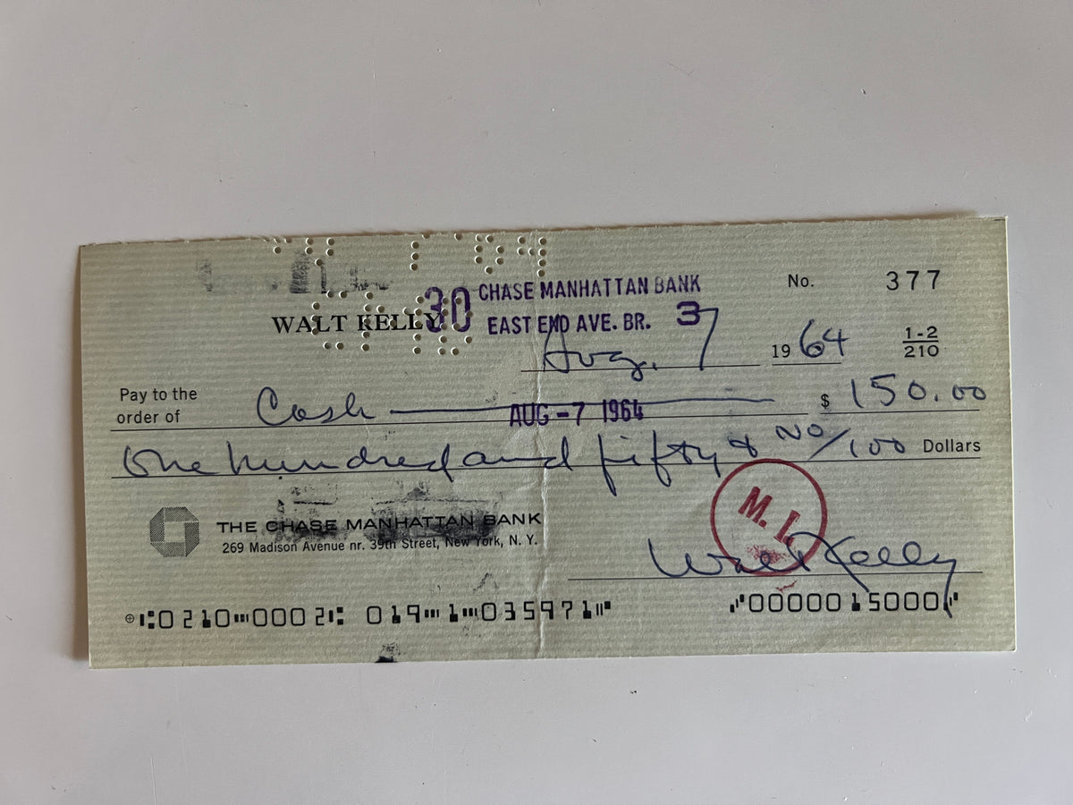 Walt Kelly signed check