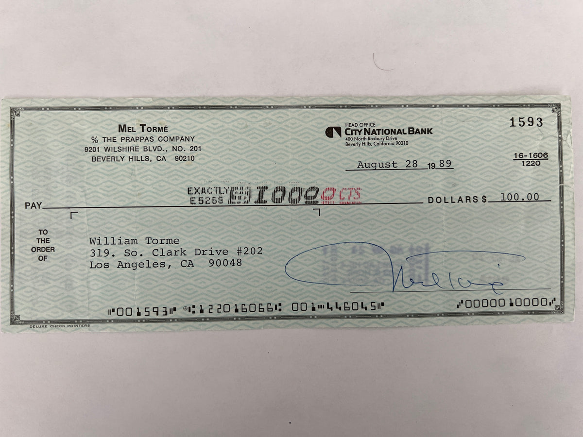 Mel Torme signed check