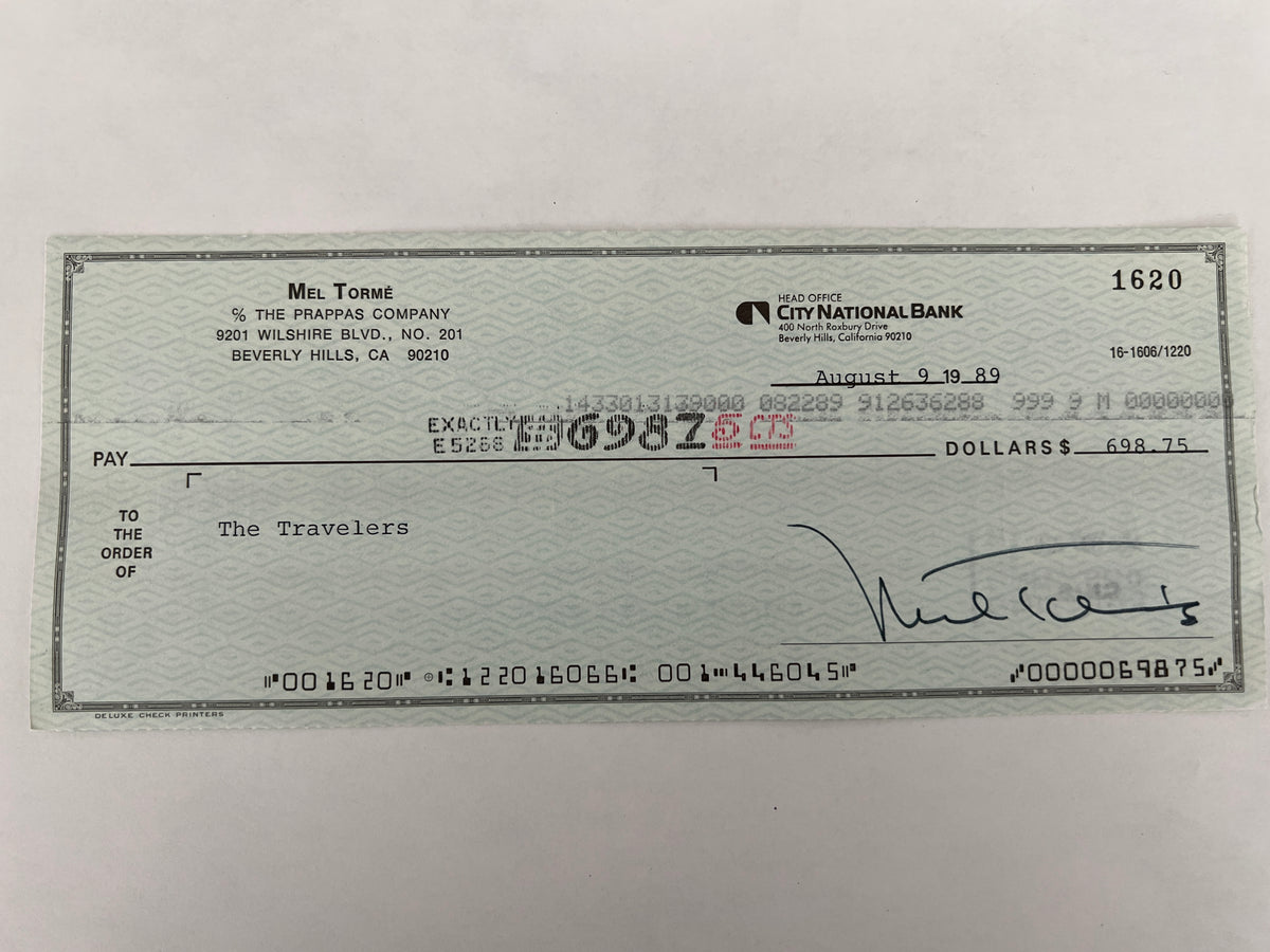 Mel Torme signed check