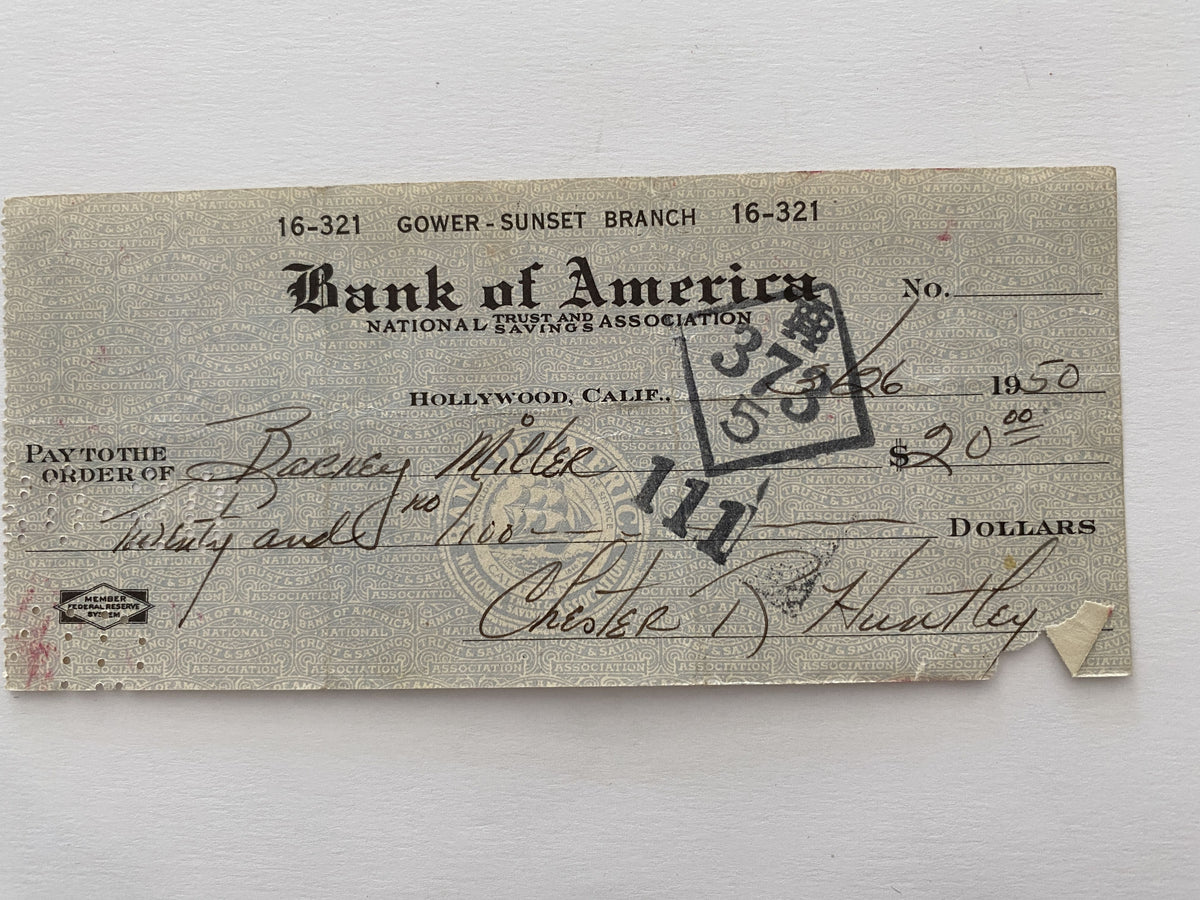 Chester Huntley signed check