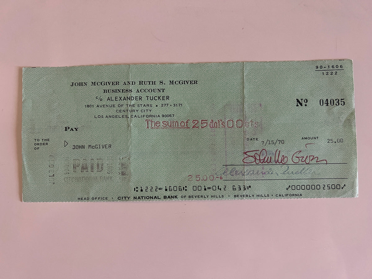 John McGivern signed check