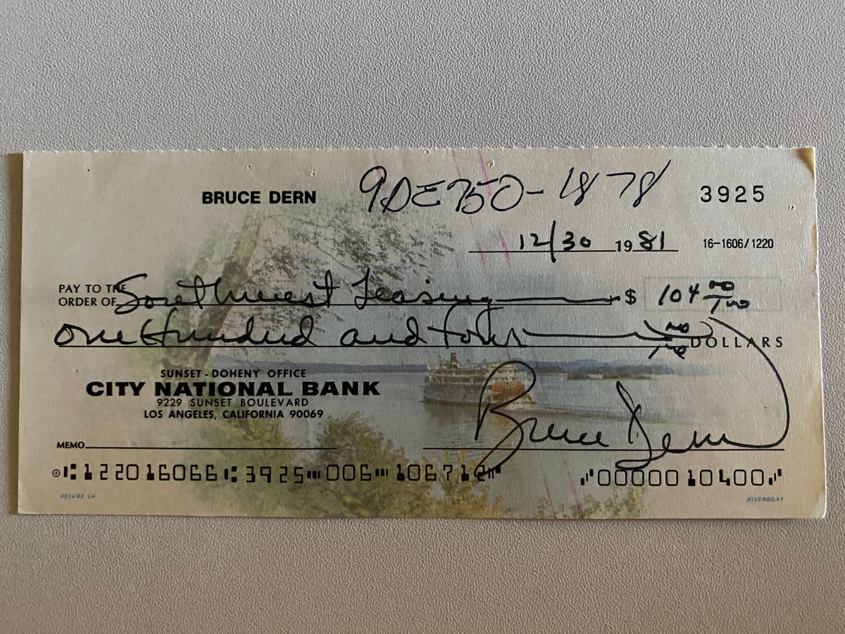 Bruce Dern signed check