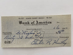 Chester Huntley signed check