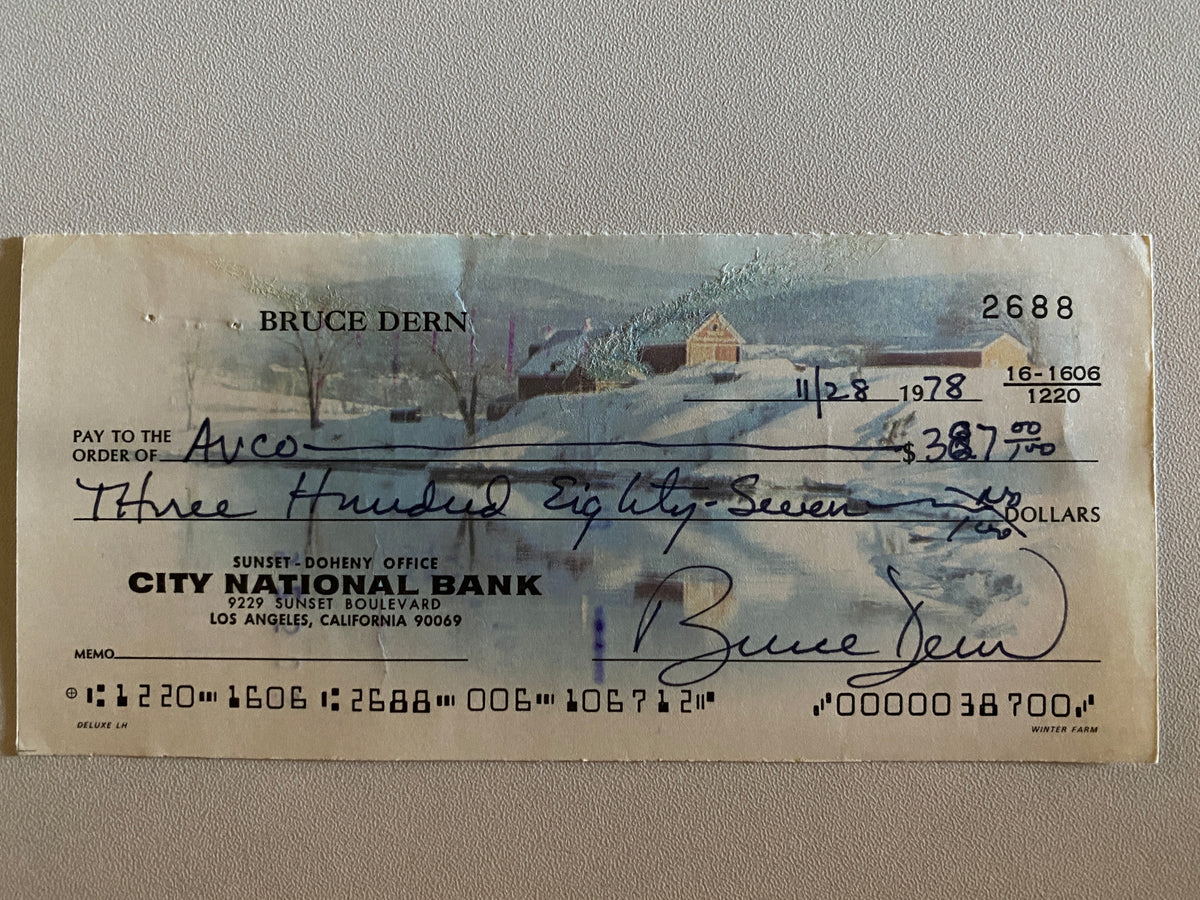 Bruce Dern signed check
