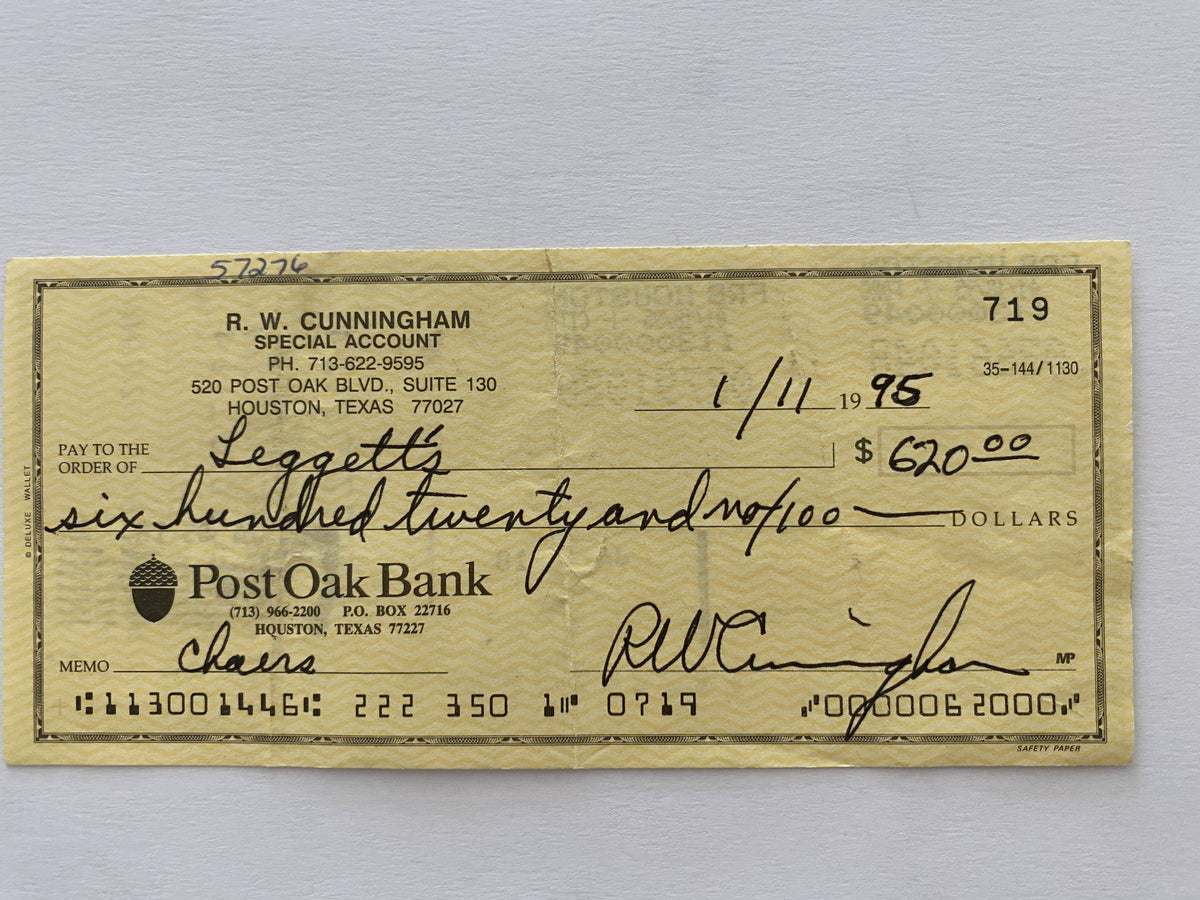 Walter Cunningham signed check