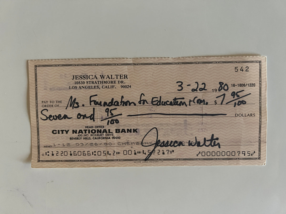 Jessica Walter signed check