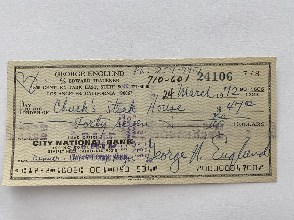 George Englund signed check