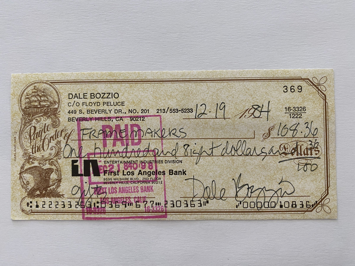 Dale Bozzio signed check