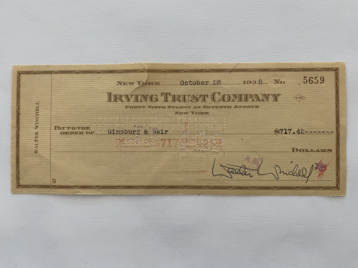 Walter Winchell signed check