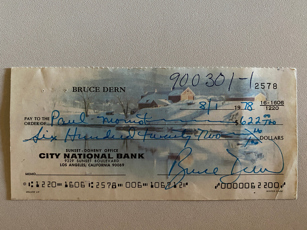 Bruce Dern signed check