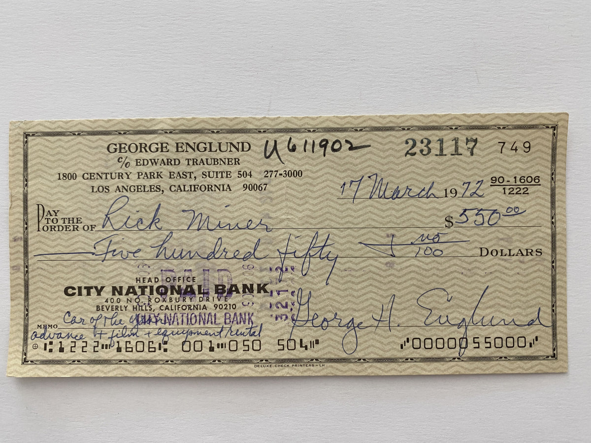 George Englund signed check