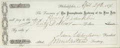 1800's Artist John Sartain signed check