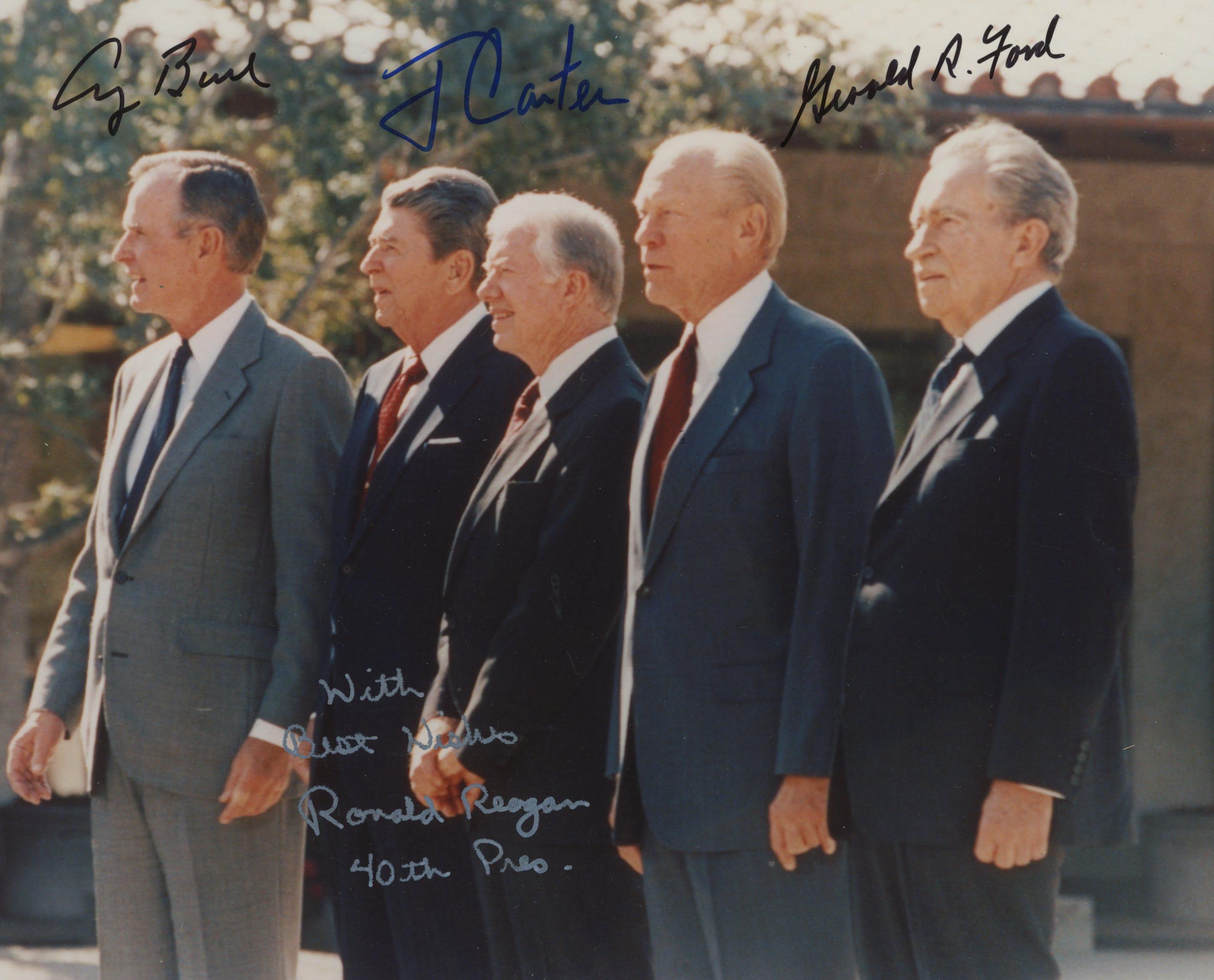 4 American Presidents signed photo. GFA Authenticated
