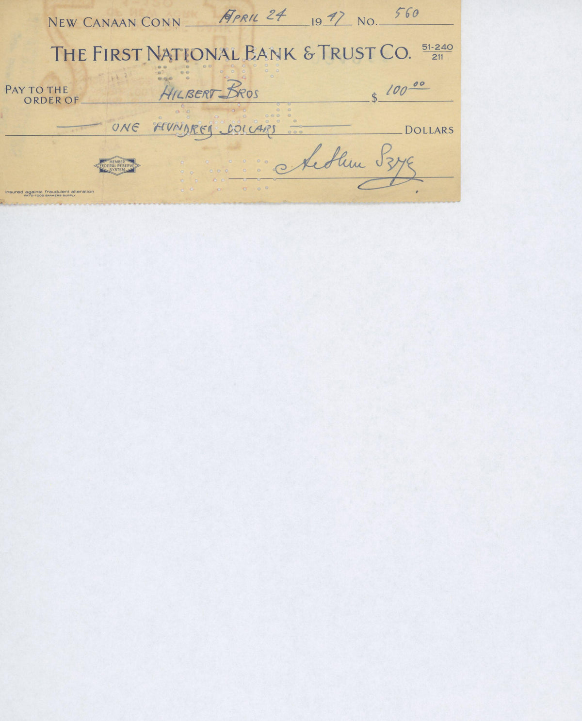 Artist Arthur Szyk signed check