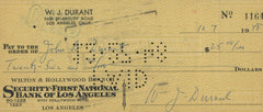 The Story of Civilization Author Will Durant signed check