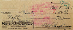 Football Coach Clark Shaughnessy double signed check