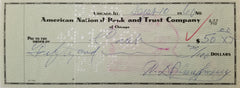 Football Coach Clark Shaughnessy signed check