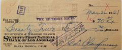 Football Coach Clark Shaughnessy double signed check