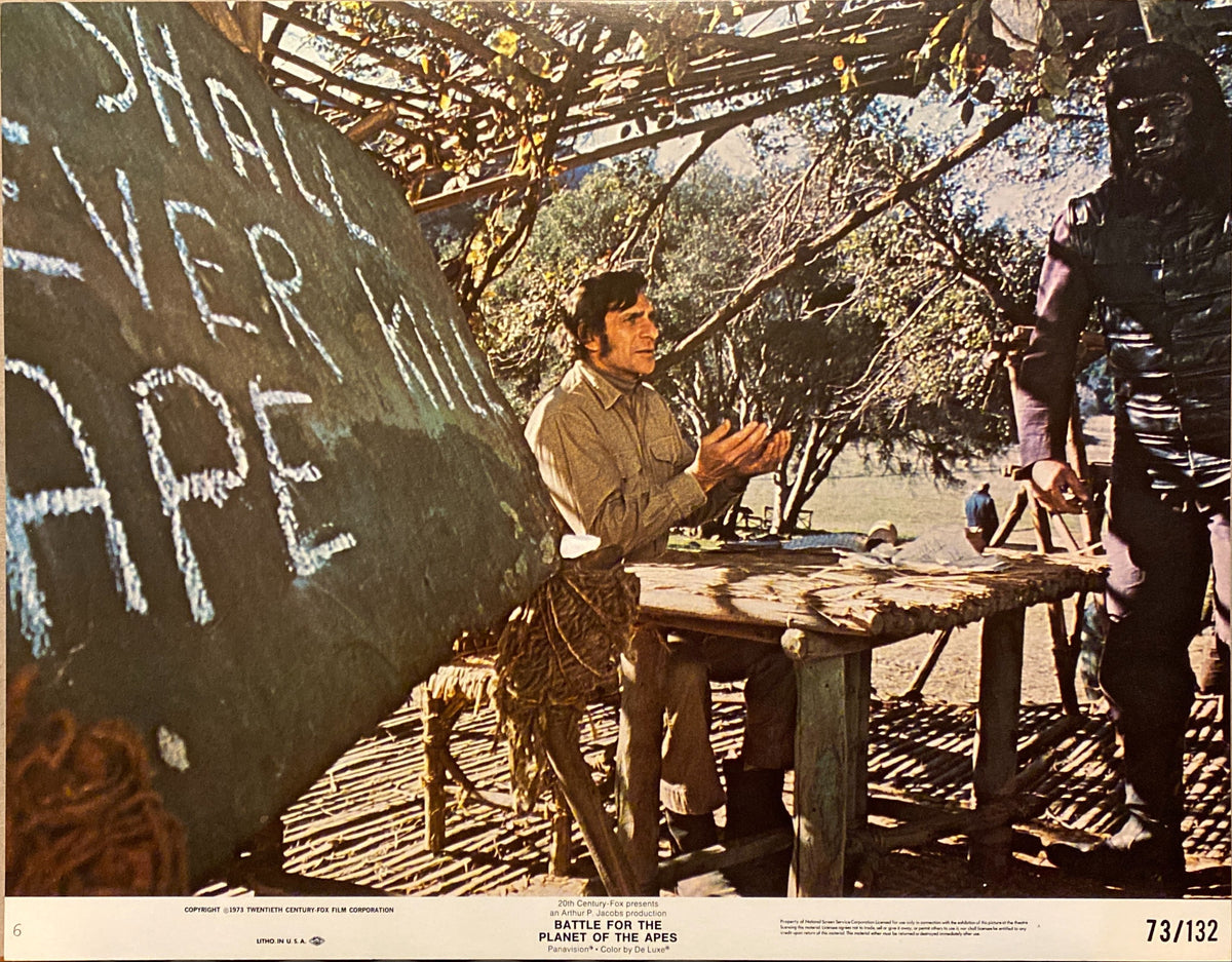 Roddy McDowall, Claude Akins, and Natalie Trundy "Battle for the Planet of the Apes" original Lobby Card