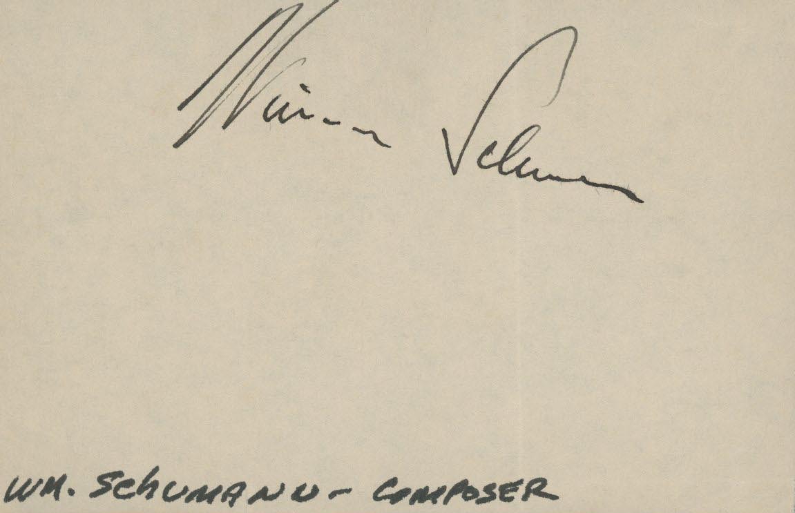 Composer William Schumann signature cut