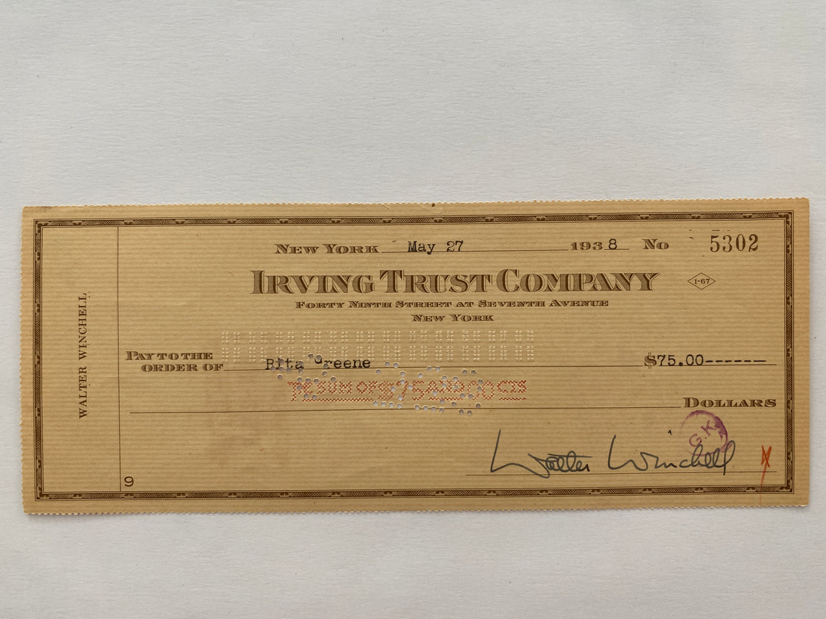 Walter Winchell signed check