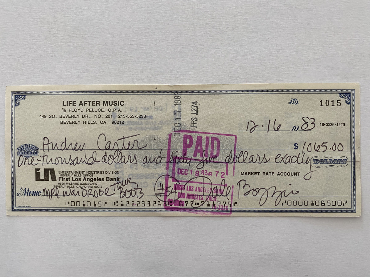 Dale Bozzio signed check