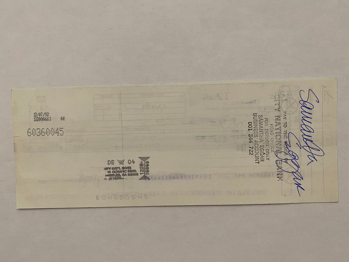 Samantha Eggar Star Wares consignment signed check