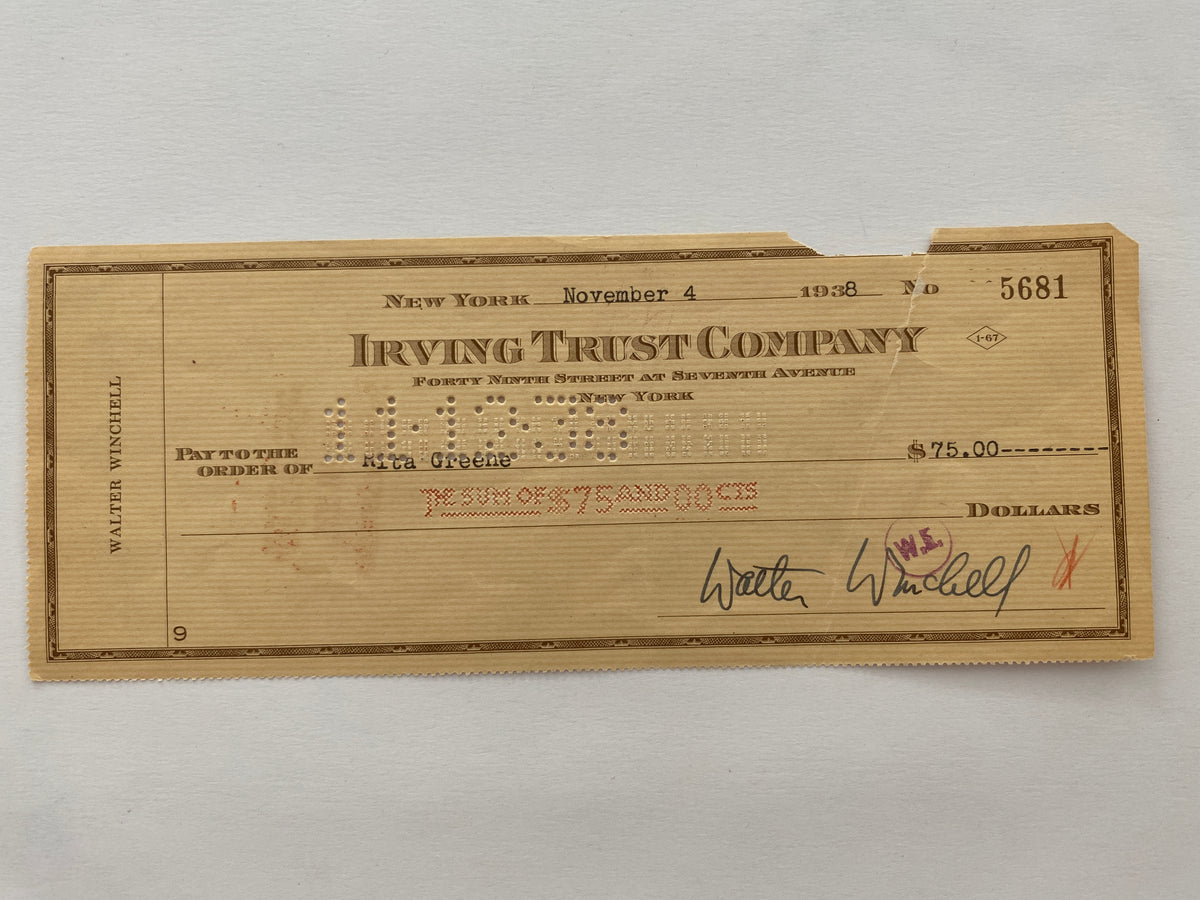 Walter Winchell signed check
