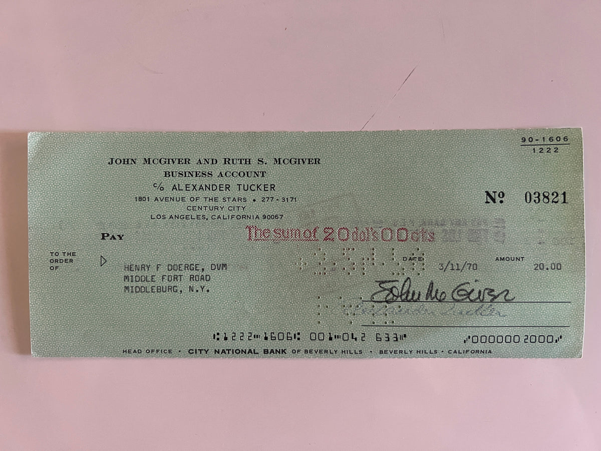 John McGivern signed check