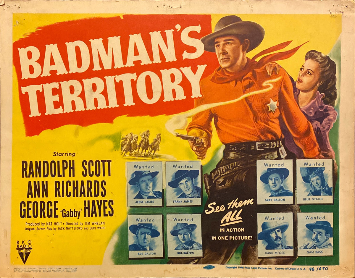 Randolph Scott "Badman's Territory" original Lobby Card
