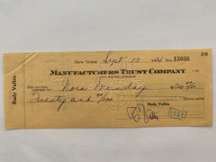Rudy Vallee signed check