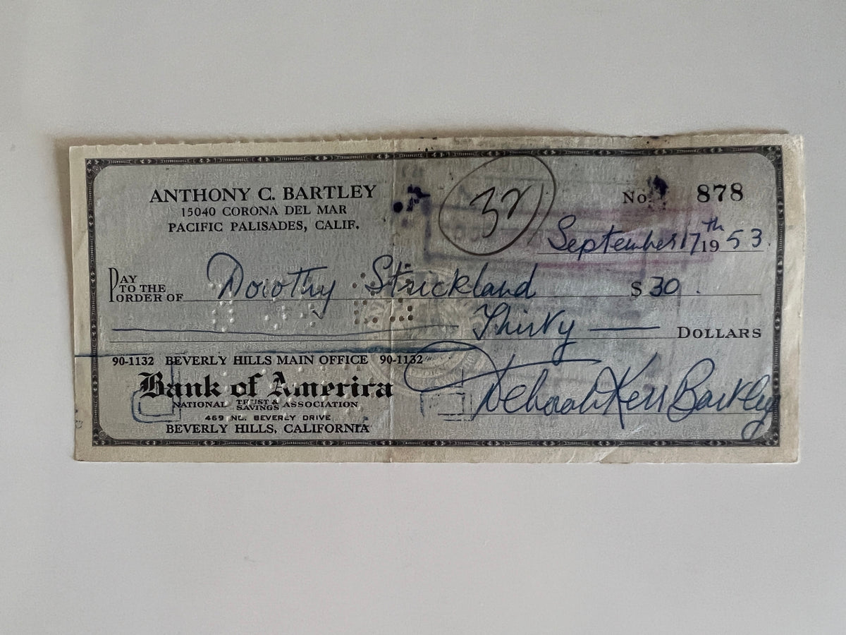 Deborah Kerr signed check