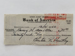 Chester Huntley signed check