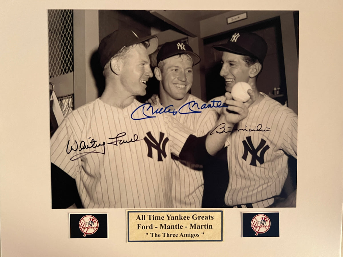 Whitey Ford, Mickey Mantle and Billy Martin signed photo