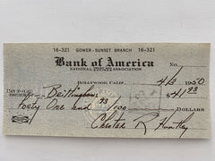 Chester Huntley signed check