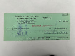 Sue Carol Ladd signed check
