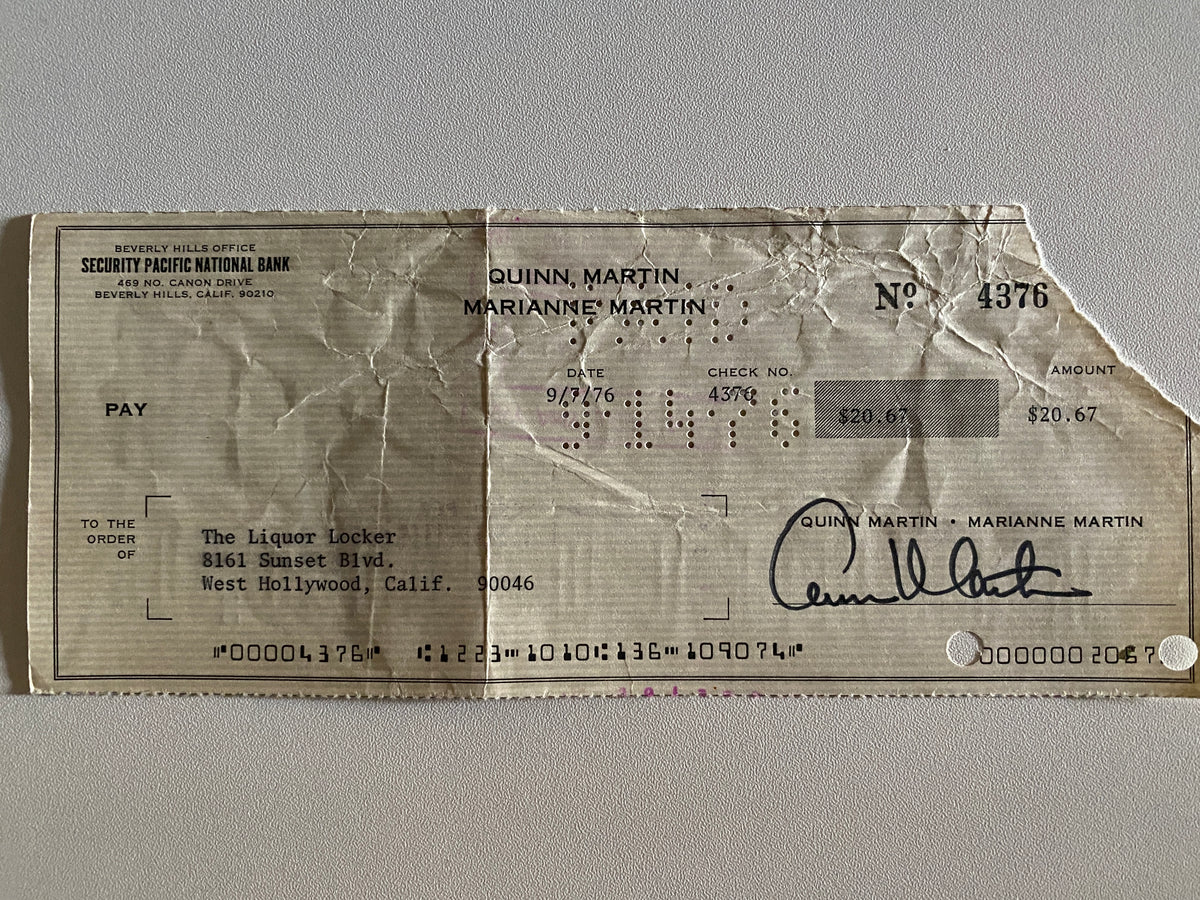 Quinn Martin signed check