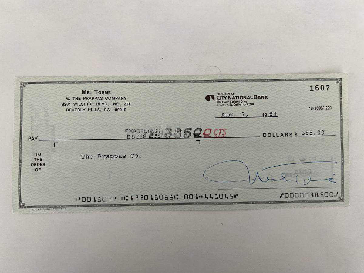 Mel Torme signed check