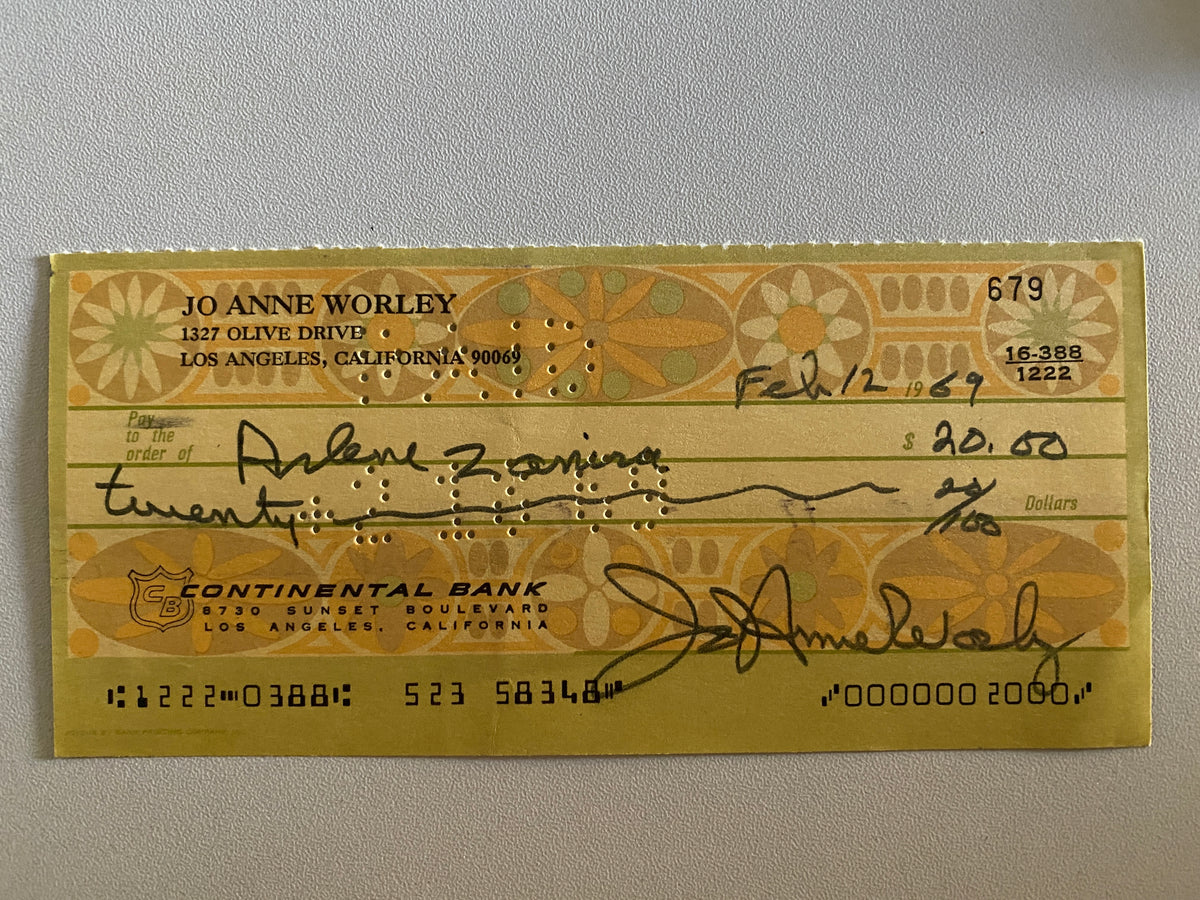 JoAnne  Worley signed check